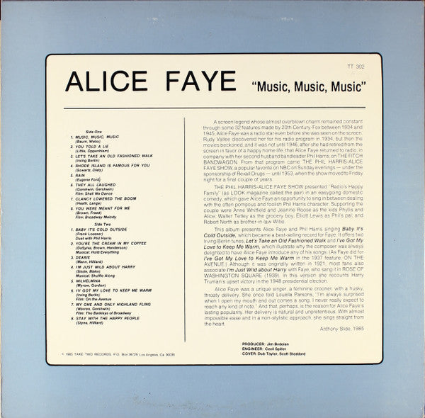Alice Faye : Music Music Music (LP)