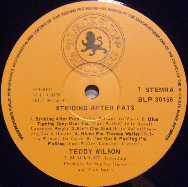 Teddy Wilson : Striding After Fats (LP, Album)
