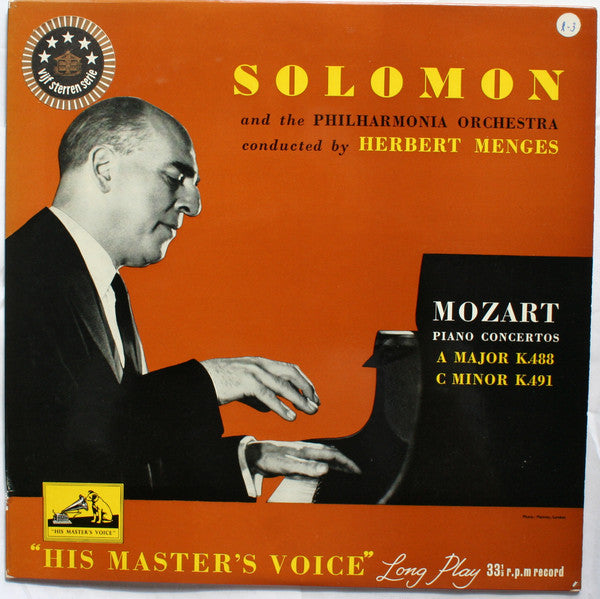 Wolfgang Amadeus Mozart - Solomon (6), Philharmonia Orchestra, Herbert Menges : Piano Concertos A Major K. 488 / C Minor K. 491 (LP, Mono)