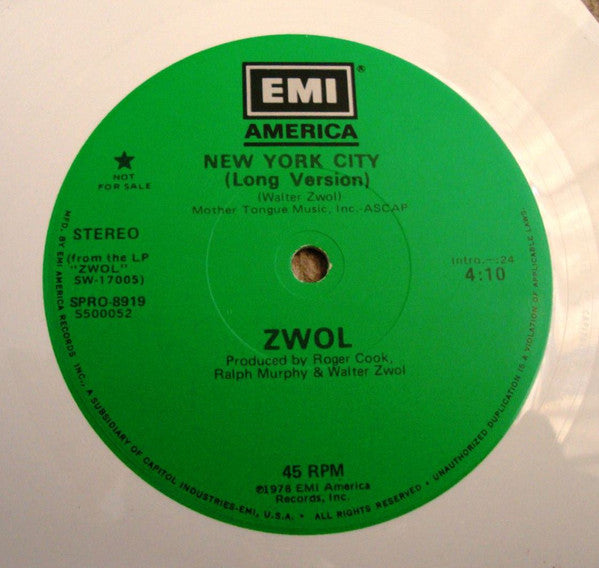 Walter Zwol : The Zwol Single (New York City) (7", Shape, Single, Promo, Squ)