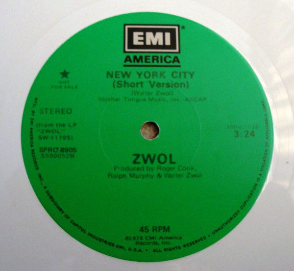 Walter Zwol : The Zwol Single (New York City) (7", Shape, Single, Promo, Squ)