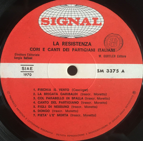 Various : La Resistenza - Cori E Canti Dei Partigiani Italiani (LP, Album)