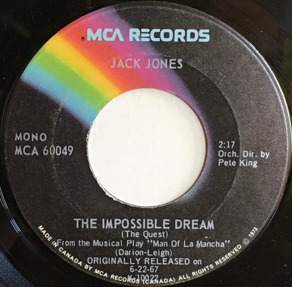 Jack Jones : The Impossible Dream (The Quest) / Strangers In The Night (7", Single, RE)