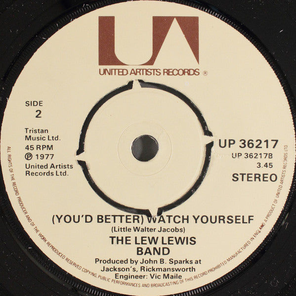 The Lew Lewis Band : Out For A Lark / (You'd Better) Watch Yourself (7")