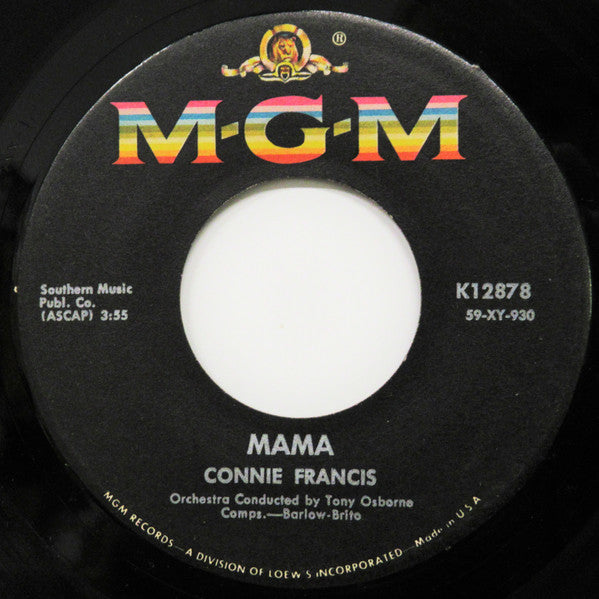 Connie Francis : Mama / Teddy (7", Single)