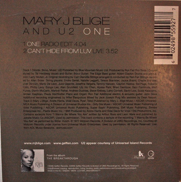 Mary J. Blige And U2 : One (CD, Single)