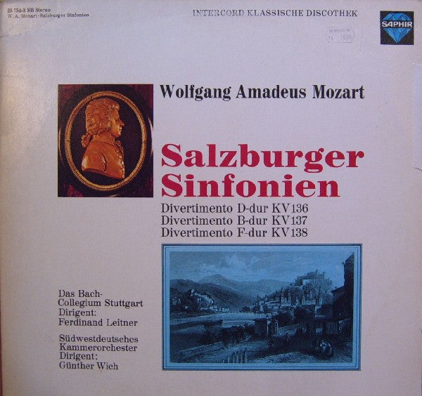 Wolfgang Amadeus Mozart / Bachcollegium Stuttgart - Ferdinand Leitner / Südwestdeutsches Kammerorchester - Günther Wich : Salzburger Sinfonien (LP)