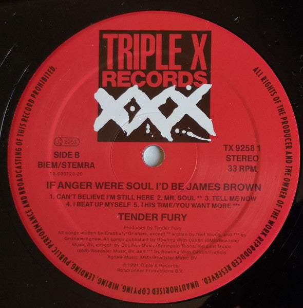 Tender Fury :  If Anger Were Soul, Id Be James Brown (LP, Album)