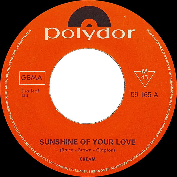 Cream (2) : Sunshine Of Your Love (7", Single, Mono)