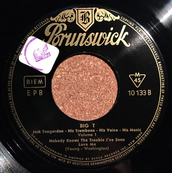 Jack Teagarden : Big T • Volume I (7", EP)
