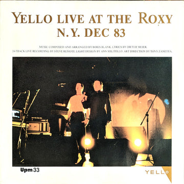 Yello : Live At The Roxy N.Y. Dec 83 (12", S/Sided, Ora)