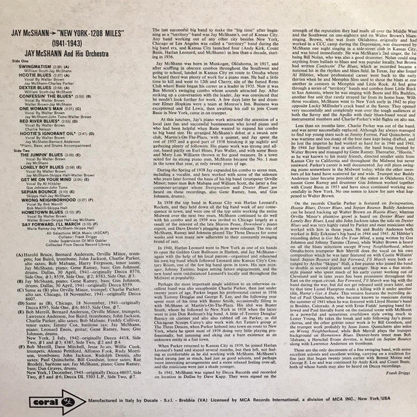 Jay McShann : New-York - 1208 Miles (1941-1943) (LP, Comp)