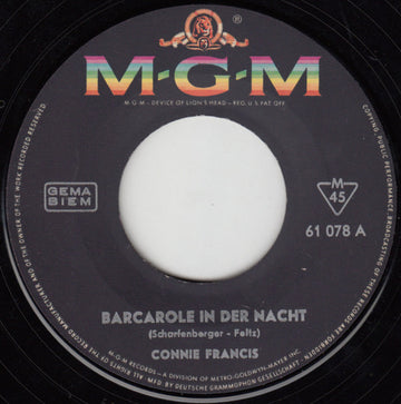 Connie Francis : Barcarole In Der Nacht (7", Single, Mono)