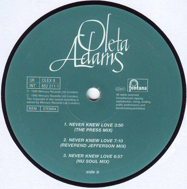 Oleta Adams : Never Knew Love (12")