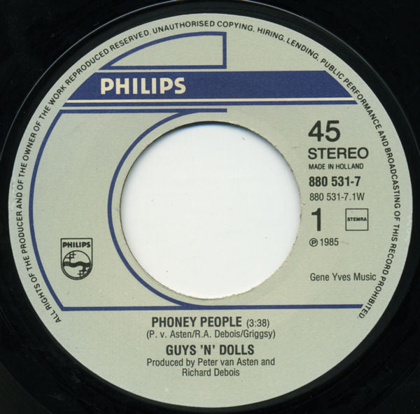 Guys 'n Dolls : Phoney People (7", Single)