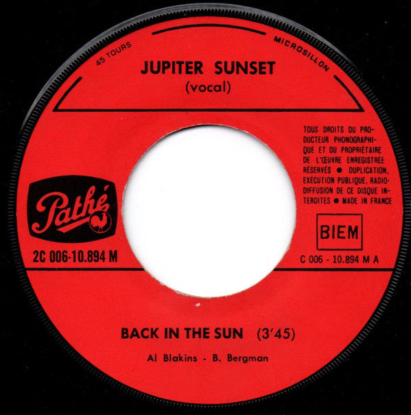 Jupiter Sunset : Back In The Sun (7", Single)