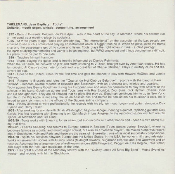 Toots Thielemans : Toots Thielemans (CD, Comp)