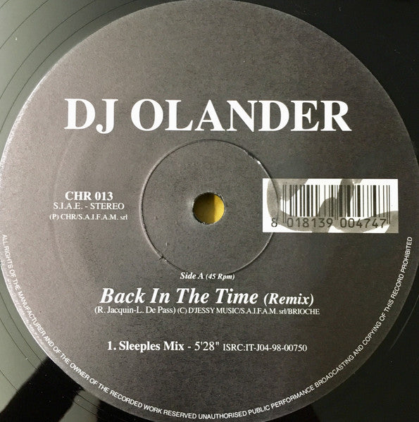 DJ Olander : Back In The Time (Remix) (12")