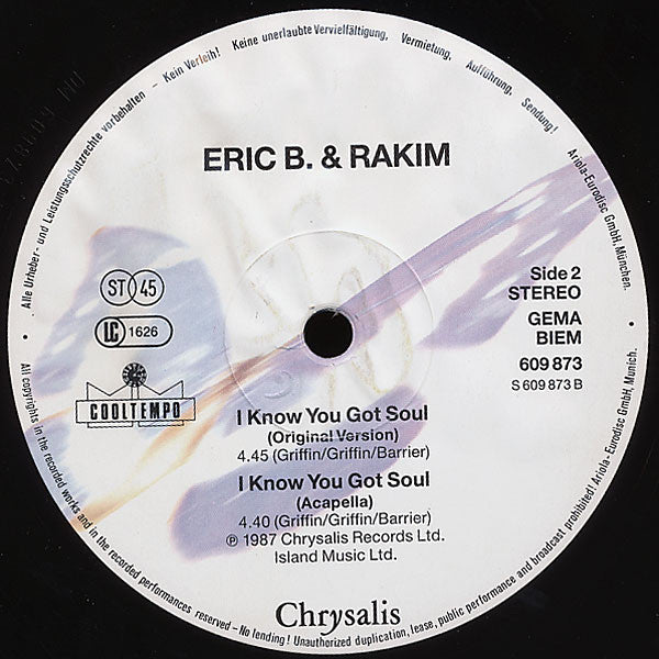 Eric B. & Rakim : I Know You Got Soul (Six Minutes Of Soul) (12")