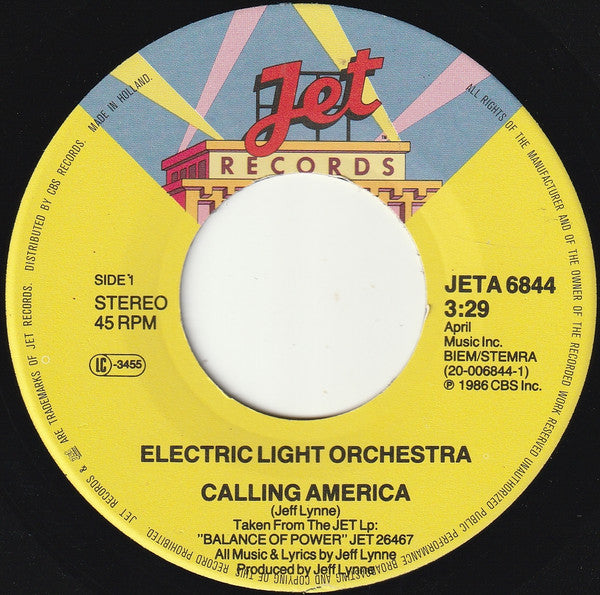 Electric Light Orchestra : Calling America (7", Single)