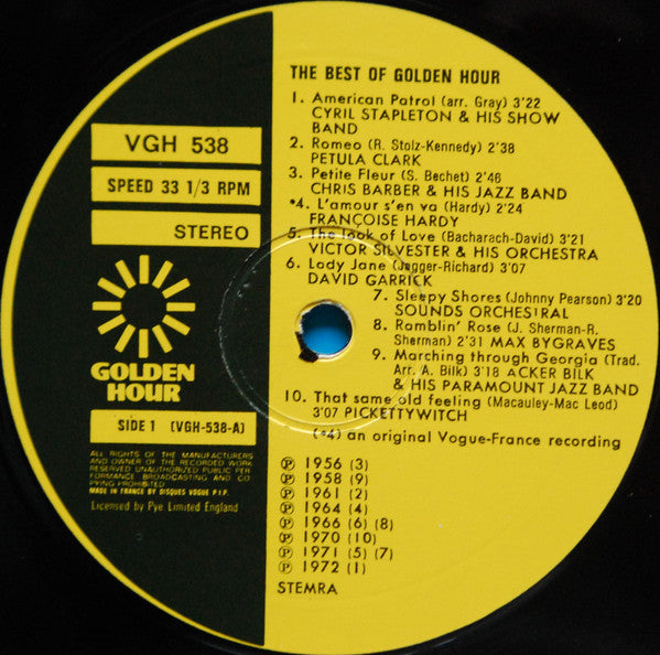 Various : 20 Wereldsuccessen - The Best Of Golden Hour (LP, Album, Comp)