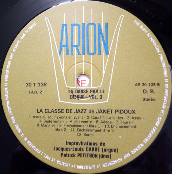 Janet Pidoux : La Danse Par Le Disque Vol.3 La Classe De Jazz (LP, "U")