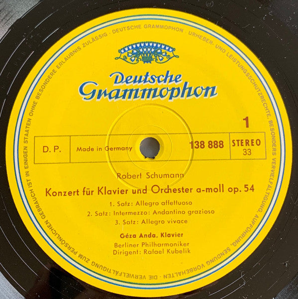 Robert Schumann ∙ Edvard Grieg, Géza Anda ∙ Rafael Kubelik, Berliner Philharmoniker : Klavierkonzerte In A-moll = Piano Concertos In A Minor (LP, Album, RE)