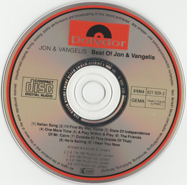 Jon And Vangelis* : The Best Of Jon And Vangelis (CD, Comp)