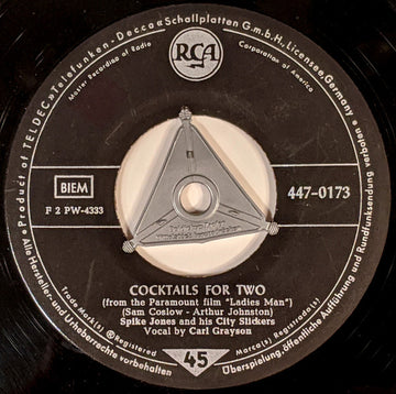 Spike Jones And His City Slickers : Cocktails For Two (7", Single, RE)