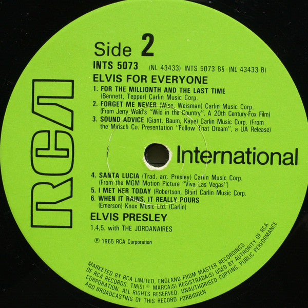 Elvis Presley : Elvis For Everyone! (LP, Album, RE)