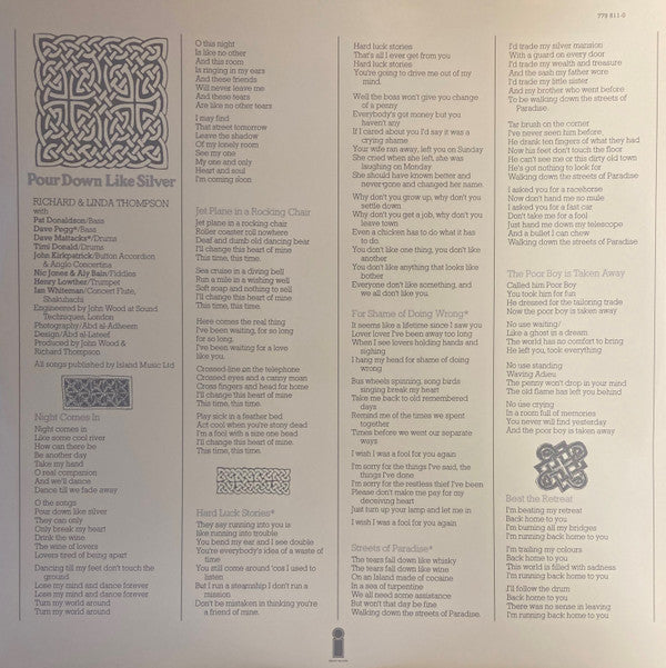 Richard & Linda Thompson : Pour Down Like Silver (LP, Album, RE, 180)