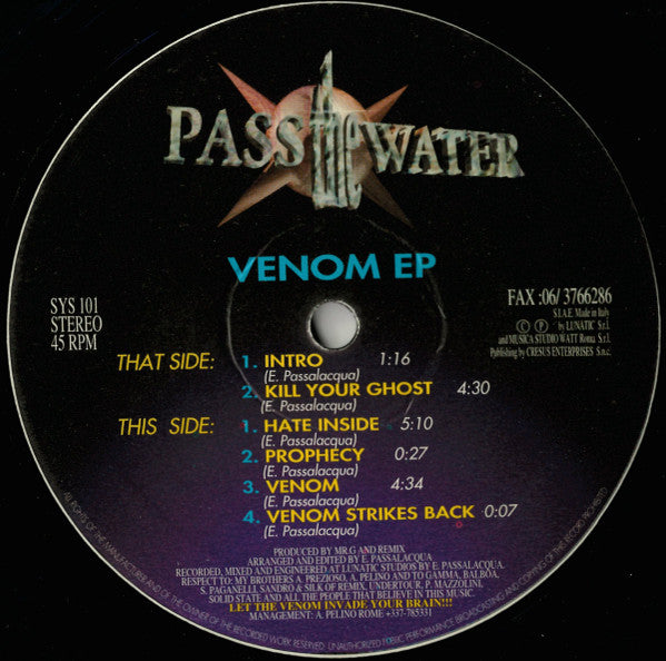 Pass The Water : Venom EP (12", EP)