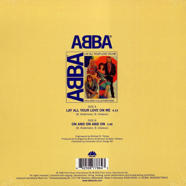 ABBA : Lay All Your Love On Me (7", Single, Ltd, Pic, RE)
