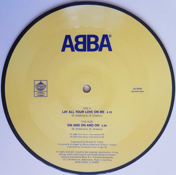 ABBA : Lay All Your Love On Me (7", Single, Ltd, Pic, RE)