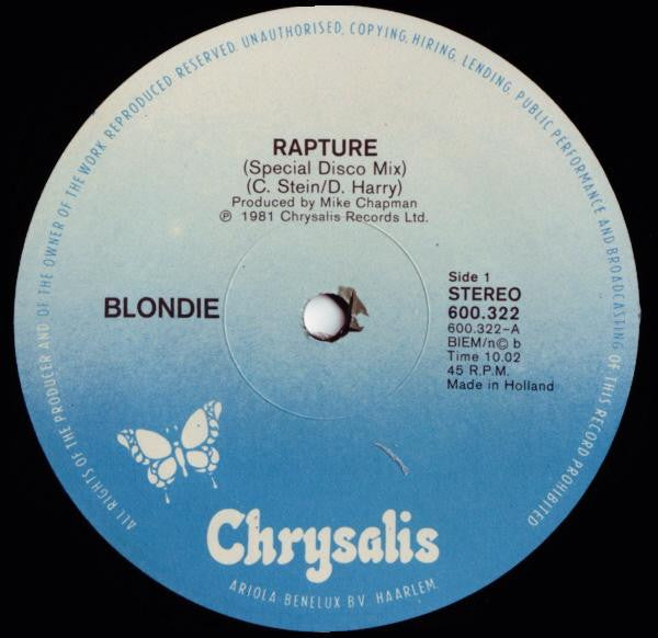 Blondie : Rapture (12", Single)