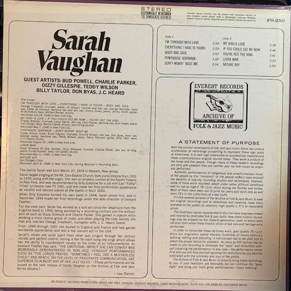 Sarah Vaughan : Sarah Vaughan (LP, Comp)