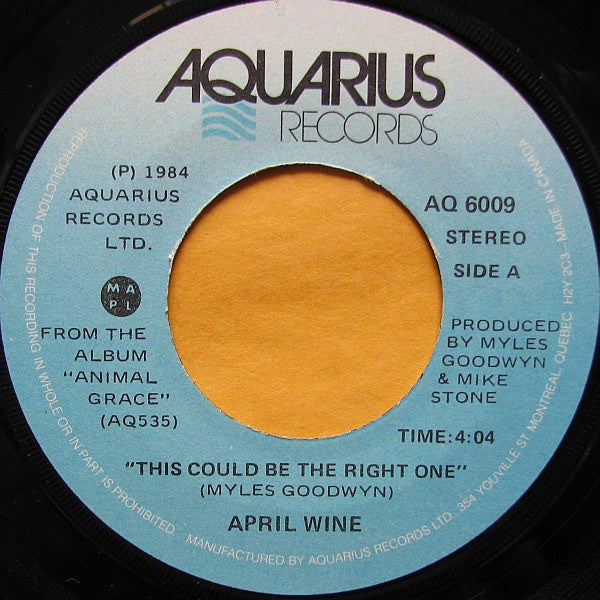 April Wine : This Could Be The Right One / I Really Don't Want Your Love (7", Single)