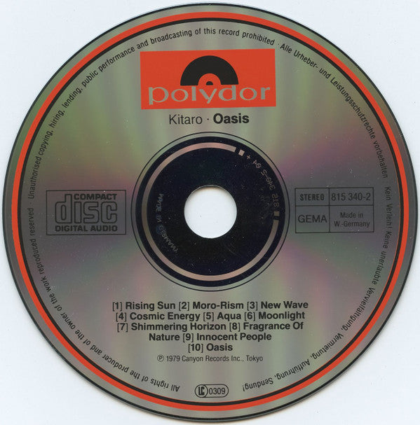 Kitaro : Oasis (CD, Album, RE)