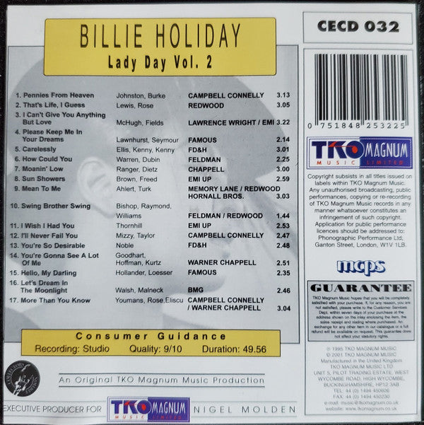 Billie Holiday : Lady Day Vol.2 (CD, Comp)