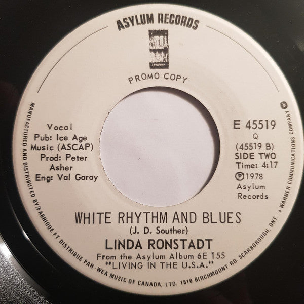 Linda Ronstadt : Back In The U.S.A. (7", Promo)