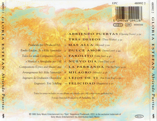 Gloria Estefan : Abriendo Puertas (CD, Album, RE)
