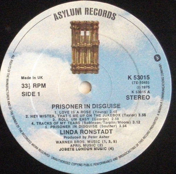 Linda Ronstadt : Prisoner In Disguise (LP, Album, RE, Gat)
