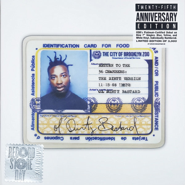 Ol' Dirty Bastard : Return To The 36 Chambers: The Dirty Version (Ltd, Num + 3x7", Blu + 3x7", Yel + 3x7", Whi)