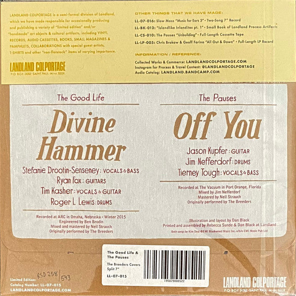 The Good Life & The Pauses : Play The Breeders (7", RSD, Single, Ltd, Num, Cok)