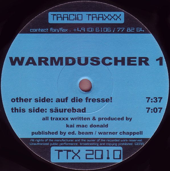 Warmduscher 1* : Auf Die Fresse! (12")