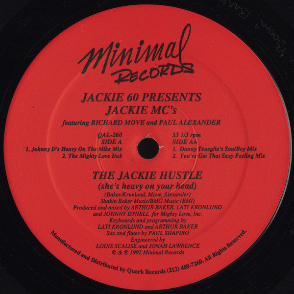 Jackie 60 Presents Jackie MC's Featuring Richard Move And Paul Alexander : The Jackie Hustle (She's Heavy On Your Head) (12", Red)