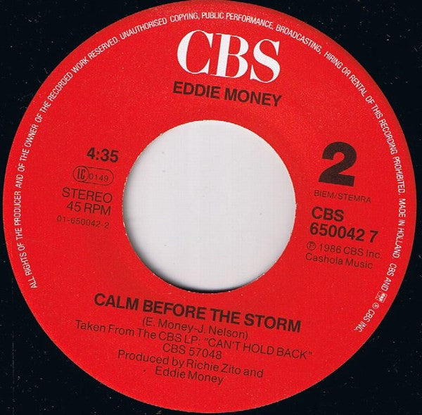 Eddie Money : Take Me Home Tonight (7", Single)