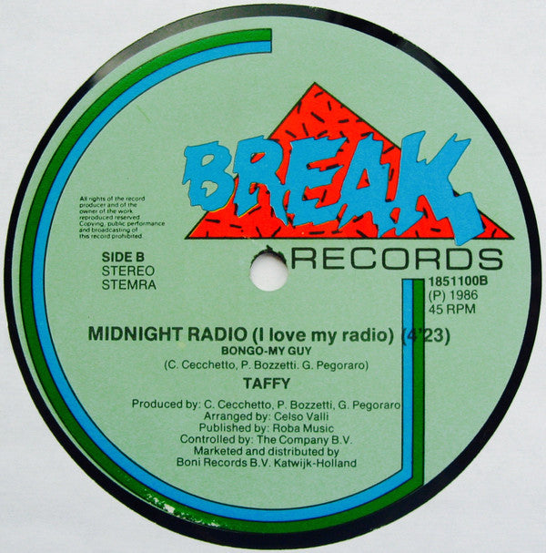 Taffy : I Love My Radio (Midnight Radio) (12", Maxi)
