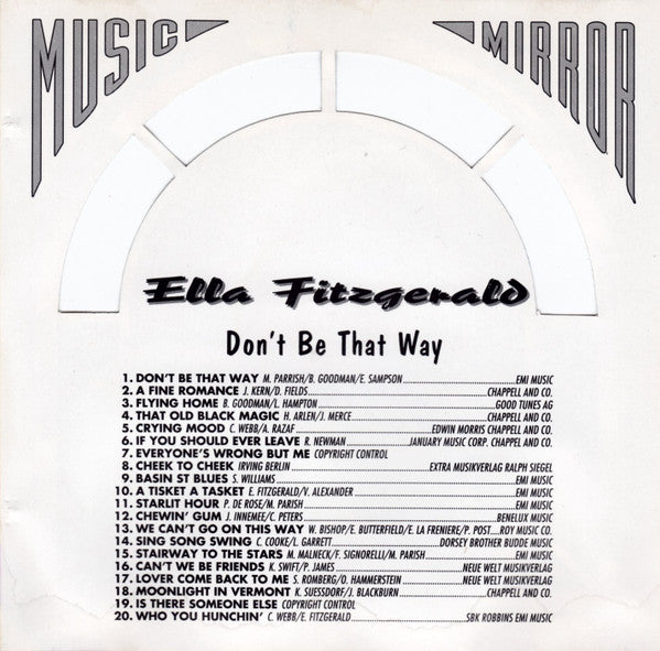 Ella Fitzgerald : Don't Be That Way (CD, Comp)