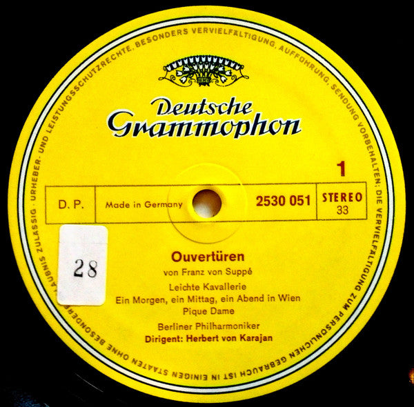 Franz von Suppé - Berliner Philharmoniker, Herbert von Karajan : Ouvertüren - Leichte Kavallerie·Pique Dame·Die Schöne Galathée·Dichter Und Bauer U.A. (LP)